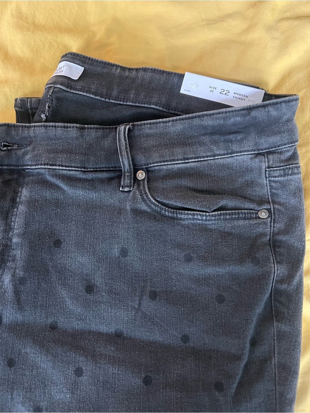 LOFT Plus Modern Skinny Polka Dot Gray Jeans 22W NWT